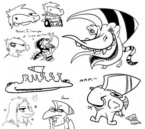anthro chibi clothed clothing derp_eyes dialogue disability female group hair humor long_hair long_snout paraplegic simple_background snout spikes spikes_(anatomy) text tired_eyes tongue tongue_out toony trio vehicle wheelchair white_background nrool ambient_among_us among_us cavemanon_studios goodbye_volcano_high i_wani_hug_that_gator innersloth ko_op_(game_developer) snoot_game naser_(gvh) nathan_(snoot_game) olivia_halford baryonyx dinosaur prehistoric_species pterodactylus pterosaur reptile saurischian scalie spinosaurid theropod english_text hi_res monochrome sketch sketch_page