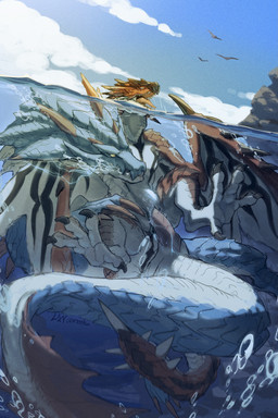 3_toes 4_toes abdominal_bulge animal_genitalia anisodactyl blue_body blue_eyes blue_scales bodily_fluids claws clothing cum duo erection feet feral feral_on_feral feral_penetrated feral_penetrating feral_penetrating_feral finger_claws from_behind_position genital_fluids genital_slit genitals male male/male male_feral male_penetrated male_penetrating male_penetrating_male membrane_(anatomy) membranous_wings open_mouth outside partially_submerged pecs penetration penile penis red_body red_scales saliva scales sex slit_penetration slit_play tail talons toe_claws toes underwater underwater_sex underwear vein water wings lan_rizardon capcom european_mythology monster_hunter mythology dragon flying_wyvern lagiacrus leviathan_(mh) mythological_creature mythological_scalie rath_wyvern rathalos scalie western_dragon wyvern 2025 digital_drawing_(artwork) digital_media_(artwork) hi_res shaded signature
