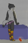 ambiguous_gender anthro bed butt candle clothing ear_piercing facial_piercing furniture german lip_piercing lip_ring panties piercing ring_piercing solo tube_socks underwear dormirre bear canid canine fox giant_panda hybrid mammal low_res