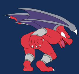 anthro butt butt_slap male red_body slap spanking tongue tongue_out wings y_shaped_butt_crack nightdazed capcom firebrand demon gargoyle red_arremer animated hi_res loop