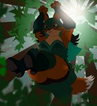 anthro boots clothing female footwear forest forest_background hexley hexley_fox jumping nature nature_background plant shoes solo thick_thighs tree wide_hips greenpolygon canid canine fox mammal hi_res