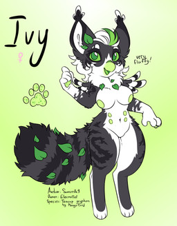 anthro big_ears biped black_body black_feathers breasts feathers female female_anthro female_symbol fur gender_symbol gradient_background green_background green_body green_fur green_nipples green_pawpads grey_body grey_fur leaf neck_tuft nipples pawpads simple_background solo standing symbol text tuft white_body white_feathers white_fur sunstroke_(artist) ivy_(electrotiel) teacup_gryphon artist_name character_name hi_res model_sheet species_name