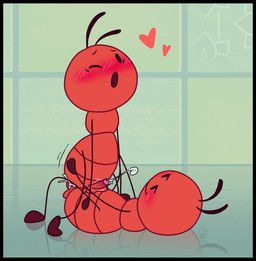 anal anal_penetration antennae_(anatomy) anthro balls black_border blush bodily_fluids border cum cum_inside duo erection genital_fluids genitals humanoid_genitalia humanoid_penis male male/male male_penetrated male_penetrating male_penetrating_male not_furry nude open_mouth penetration penile penile_penetration penis sex smile conditional_dnp muffinlewds bits_and_bops ant ant_(bits_and_bops) arthropod hymenopteran insect mammal digital_drawing_(artwork) digital_media_(artwork) hi_res