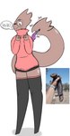 anthro blush bottomwear clothed clothing eyewear female footwear glasses knee_highs knee_socks legwear living_tail shorts shy simple_background socks solo sweater tail tall text topwear turtleneck unusual_anatomy unusual_tail phant0mhat lizard reptile scalie digital_media_(artwork) hi_res