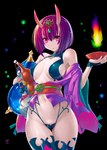 asian_clothing barely_visible_genitalia barely_visible_pussy breasts clothed clothing colored_fire container east_asian_clothing female fire genitals holding_object horn japanese_clothing looking_at_viewer multicolored_fire navel not_furry pussy smile smiling_at_viewer solo murasaki_nyaa asian_mythology east_asian_mythology fate_(series) japanese_mythology mythology type-moon assassin_shuten-douji demon horned_humanoid humanoid oni yokai 2018