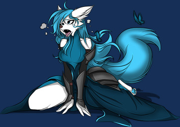 ahegao anthro armor aroused begging blue_clothing blue_dress blue_eyes blush breath claws clothing dress eyes_up female front_view in_heat kneeling looking_pleasured magic_user markings moan open_mouth panting paws robe royalty solo spread_legs spreading suggestive tattoo riverred thermia_(character) canid canine canis fox hybrid mammal wolf hi_res
