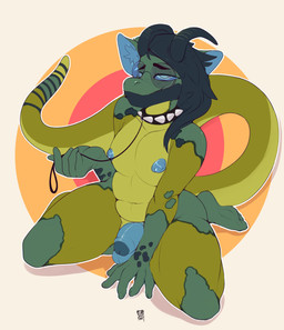 anthro balls bedroom_eyes blue_balls blue_penis collar collar_only eyewear femboy genitals glasses hair horn humanoid_genitalia humanoid_penis kneeling leash leashed_collar leashed_male long_hair male muscular muscular_anthro muscular_femboy muscular_male narrowed_eyes nude penis seductive simple_background smile solo studded_collar studs tail conditional_dnp punkypanda mythology dragon mythological_creature mythological_scalie scalie absurd_res hi_res