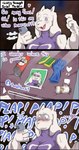 anthro cellphone dialogue disgusted_expression electronics female improvised_sex_toy phone plap_(sound) social_media solo sound_effects surprise text bootleganime pringles undertale undertale_(series) toriel bovid caprine goat mammal absurd_res comic english_text hi_res