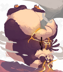 anthro belly big_belly big_butt butt huge_belly inflation macro outside purple_body solo thick_thighs 80sarchosaur 2017 hi_res