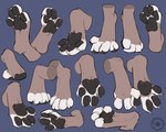 4_toes ambiguous_gender anthro blue_background brown_body brown_fur brown_pawpads claws curling_toes feet foot_focus foot_shot fur hindpaw pawpads paws simple_background solo toe_claws toes white_body white_fur white_toes carifoxleopard felid feline lynx mammal