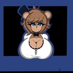 anthro big_breasts blue_eyes bow_tie breasts brown_body brown_fur bustshot clothing crossgender eyelashes female fur hat headgear headwear machine makeup male mtf_crossgender smile solo top_hat felestell five_nights_at_freddy's fredina's_nightclub scottgames freddy_(fnaf) frenni_(cryptiacurves) animatronic bear mammal robot 1:1 2024 absurd_res digital_media_(artwork) hi_res