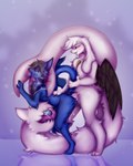blue_body blue_fur fur genitals herm intersex licking male open_mouth penis sex tail tail_fetish tail_mouth tail_play tail_vore tongue unusual_anatomy unusual_tail vore white_body white_fur wings akushark basilic_(character) canid canine canis mammal wolf hi_res