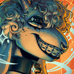 2_horns abstract_background anthro blue_eyes blue_horn braces collar curly_hair facial_piercing floppy_ears freckled_face freckles fur hair horizontal_pupils horn looking_at_viewer lop_ears male male_anthro nose_piercing nose_ring piercing pupils ring_piercing simple_background smile smiling_at_viewer solo sparkles sparkling_eyes teeth white_body white_fur white_hair goocasden pharis_(lizarian) bovid caprine mammal sheep 1:1 2025 detailed digital_drawing_(artwork) digital_media_(artwork) headshot_portrait hi_res icon portrait shaded