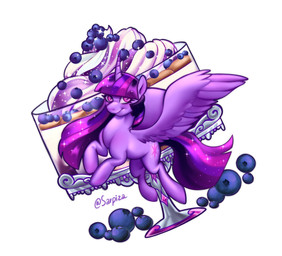 blueberry_(fruit) cake dessert female feral flying food fruit horn plant smile smiling_at_viewer solo wings sarpiza friendship_is_magic hasbro my_little_pony mythology twilight_sparkle_(mlp) equid equine mammal mythological_creature mythological_equine winged_unicorn hi_res