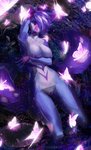 anthro biped breasts female genitals hair looking_at_viewer multicolored_hair nipples non-mammal_breasts nude partially_submerged pussy reflection solo star swimming wet momobeda kruyoto arthropod butterfly insect lepidopteran hi_res