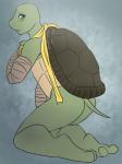 2_toes adolescent anthro bald bald_female blush butt clothing feet female kerchief looking_at_viewer looking_back mask ninja nude rear_view shell simple_background solo toes undressing warrior young freelapse teenage_mutant_ninja_turtles jennika_(tmnt) reptile scalie turtle hi_res