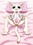 3_toes 4_fingers anthro balls barefoot biped blush bottomless clothed clothing dress_shirt erection feet fingers fur genitals lying male on_back penis pillow shirt solo spread_legs spreading tapering_penis toes topwear whiskers white_body white_fur ofuro kaito_oji_churippa! abel domestic_cat felid feline felis mammal