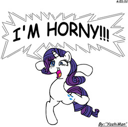 dialogue female feral happy horn humor insane pun smile solo talking_feral text visual_pun yoshiman1118 friendship_is_magic hasbro my_little_pony mythology rarity_(mlp) equid equine mammal mythological_creature mythological_equine unicorn 2011 english_text reaction_image