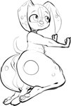 :3 animal_genitalia animal_penis anthro anus big_butt butt canine_genitalia canine_penis crossgender ears_down eyebrows eyelashes floppy_ears genitals huge_butt kneeling looking_aside male markings multi_nipple nipples nude pawpads penis penis_backwards pivoted_ears puffy_anus pupils rear_view short_tail simple_background solo spots spotted_markings tail white_background young raljoy 101_dalmatian_street 101_dalmatians disney dee_dee_(101_dalmatians) canid canine canis dalmatian domestic_dog mammal hi_res monochrome