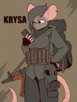 ak-74 anthro backpack breasts clothed clothing female fingerless_gloves gas_mask gloves grey_hair gun hair hand_on_hip handwear hoodie mask one_eye_closed ranged_weapon rifle_sling scar solo topwear weapon the_man s.t.a.l.k.e.r. krysa_(the_man) mammal murid murine rat rodent 2023 3:4 absurd_res hi_res portrait three-quarter_portrait