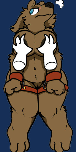 3_toes 4_fingers anthro big_breasts black_nose blue_hair blush bound breast_grab breast_squeeze breasts breath brown_body brown_fur brown_nipples dark_nipples disembodied_hand duo faceless_character feet female fingers fur genitals hair hand_on_breast hands_tied legs_tied navel nipples overweight overweight_female simple_background solo_focus squeezing toes transparent_background vulva trout_(artist) bear mammal 2020 aliasing alpha_channel digital_media_(artwork) hi_res
