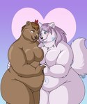 anthro blush breasts duo featureless_breasts female female/female heart_symbol bigladydragon bear canid canine canis mammal wolf 5:6