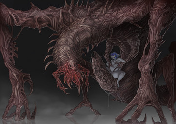 andromorph andromorph/male anthro assimilation blue_hair bodily_fluids body_horror drooling duo fur genitals gore grey_body grey_fur hair imminent_sex intersex intersex/male living_penis male penis saliva saliva_string simple_background size_difference unusual_anatomy unusual_genitalia unusual_penis creepy_gun dead_space electronic_arts visceral_games dexy_noland canid canine canis deer hybrid mammal monster necromorph the_tormentor_(dead_space) undead wolf absurd_res hi_res