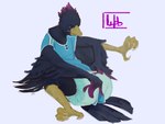 angry anthro butt clean_diaper clothed clothing diaper exposed_diaper grumpy male onesie open_onesie solo wearing_diaper wob gambit gambit_(the_corvid) avian bird corvid oscine passerine