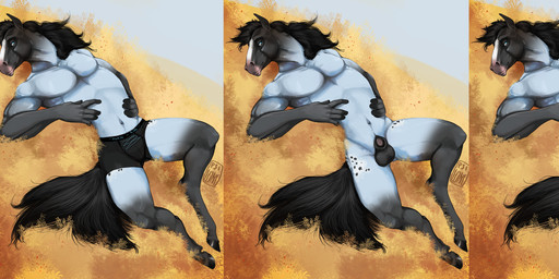 animal_genitalia animal_penis anthro athletic athletic_anthro athletic_male biped black_body black_fur black_hair black_penis blue_eyes bulge clothed clothing equine_genitalia equine_penis erection front_view fully_sheathed fur genitals gloves_(marking) grey_body grey_fur hair hooves leg_markings logo looking_at_viewer lying male male_anthro mane markings medial_ring mottled mottled_genitalia mottled_penis nude nude_anthro nude_male off/on on_back outside pecs penis pink_penis pose sheath socks_(marking) solo spots spotted_body spotted_fur tail topless topless_anthro topless_male underwear underwear_only unguligrade wheat i-psilone dakota_(dark_stallion) equid equine horse mammal 2018 artist_logo digital_media_(artwork) digital_painting_(artwork) full-length_portrait hi_res multiple_images multiple_versions painting_(artwork) portrait shaded soft_shading