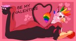 absurd_res anthro avian big_butt black_body butt feathers gryphon heart_symbol hi_res lying male multicolored_body mythological_avian mythological_creature mythology on_front rainbow rammy_(artist) red_body seductive skoop solo tail tail_tuft text tuft