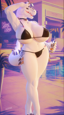 anthro beverage big_breasts breasts butt clothed clothing coffee female huge_breasts looking_at_viewer nipples non-mammal_breasts non-mammal_nipples not_furry smile solo tail white_body altfurr bluejuicyjuice_(modeler) grand_theft_auto gta_vi_cover_girl jurassic_park jurassic_world rockstar_games universal_studios yuki_(evov1) yukiminus_rex_(evov1) animal_humanoid dinosaur humanoid indominus_rex prehistoric_species reptile saurischian scalie theropod 3d_(artwork) 4k 9:16 absurd_res digital_media_(artwork) hi_res