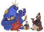 2023 amanda_(amanda_the_adventurer) amanda_the_adventurer artofgerald banban_(garten_of_banban) bear bendy_and_the_ink_machine bendy_the_dancing_demon big_arms black_hair black_top_hat blue_(rainbow_friends) blue_body blue_fur blue_skin brown_body brown_fur clothing crossover demon digital_drawing_(artwork) digital_media_(artwork) eyes_closed female five_nights_at_freddy's freddy_(fnaf) fur garten_of_banban group hair hand_on_cheek hand_on_neck hat headgear headwear hi_res huggy_wuggy human looking_at_another male mammal mouth_closed open_mouth poppy_playtime rainbow_friends red_body red_skin scottgames signature simple_background sitting sitting_on_head size_difference storytelling talking_to_another tattletail tattletail_(character) tattletail_(species) tongue tongue_out top_hat white_background