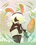 anthro blindfold carrot clothing female food footwear legwear open_mouth plant rabbit_ears socks solo teeth thigh_highs thighs_together underwear vegetable white_body palmerita_uwuy nier:_automata nier_automata platinumgames yorha_2b lagomorph leporid mammal rabbit better_version_at_source digital_media_(artwork)