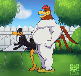 abdominal_bulge anal anal_penetration anthro anthro_on_anthro anthro_penetrated anthro_penetrating anthro_penetrating_anthro backyard ball_size_difference balls barazoku belly big_belly biped black_balls black_body black_genitals black_penis blue_sky bodily_fluids bouncing_balls bouncing_penis cloud day detailed_background dominant dripping duo erection fence from_behind_position furniture genital_fluids genital_size_difference genitals grass humanoid_genitalia humanoid_penis larger_dom logo looking_pleasured male male/male male_penetrated male_penetrating male_penetrating_male manly moobs musclegut muscular muscular_arms on_table outside outside_sex overweight overweight_anthro overweight_male penetration penile penile_penetration penis penis_in_ass penis_size_difference plant plantigrade precum precum_drip sex shrub size_difference sky standing standing_sex table text tiptoes translucent_logo tree vein veiny_penis white_balls white_body white_fence white_genitals white_penis streif looney_tunes warner_brothers daffy_duck foghorn_leghorn anatid anseriform avian bird chicken duck galliform leghorn_chicken phasianid 2023 2d_animation animated artist_logo artist_name colored colored_line_art digital_drawing_(artwork) digital_media_(artwork) frame_by_frame hi_res loop shaded