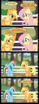 2012 absurd_res applejack_(mlp) blonde_hair blue_body blue_eyes blue_feathers blue_fur cider clothing comic cowboy_hat cutie_mark day dialogue earth_pony english_text equid equine feathered_wings feathers female female/female feral fluttershy_(mlp) friendship_is_magic fur green_eyes hair hasbro hat headgear headwear hi_res horse imminent_rape mammal multicolored_hair my_little_pony mythological_creature mythological_equine mythology outside pegasus pink_hair pony quadruped rainbow_dash_(mlp) rainbow_hair tail text tongue tongue_out url veggie55 wet wing_boner wings yellow_body yellow_feathers