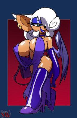 anthro backless_dress big_breasts breasts cleavage clothed clothing dress female huge_breasts narrowed_eyes navel nipple_outline solo strapless_clothing strapless_dress thick_thighs wide_hips bigdad shadowwalk third-party_edit sega sonic_the_hedgehog_(series) mormoopia_rouge_(bigdad) rouge_the_bat bat mammal alpha_channel color_edit colored hi_res
