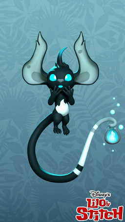 3_toes 4_fingers ambiguous_gender big_ears black_body black_fur blue_eyes blue_fire blue_highlights blue_tongue bubble claws colored_fire feet finger_claws fingers fire front_view fur gradient_background grey_claws grey_inner_ear grey_nose highlights_(coloring) logo long_ears long_tail looking_at_viewer multicolored_tail open_mouth pattern_background pupils semi-anthro simple_background solo tail toe_claws toes tongue white_body white_fur white_pupils tkachart disney lilo_and_stitch fan_character unnamed_character alien experiment_(lilo_and_stitch) 3d_(artwork) 9:16 absurd_res digital_media_(artwork) full-length_portrait hi_res portrait