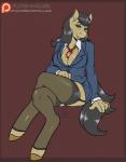 anthro anthrofied big_breasts black_clothing black_legwear breasts cleavage clothed clothing crossgender female garter_straps legwear solo stockings avante92 friendship_is_magic hasbro my_little_pony filthy_rich_(mlp) earth_pony equid equine horse mammal pony 2015