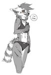 anthro athletic athletic_female biped border breasts clothing collar female female_anthro fur hair simple_background smile tail white_body white_border white_fur anonymous_artist nirit_ling nirit_garcia lemur mammal primate ring-tailed_lemur strepsirrhine hi_res