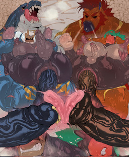 abs anal anal_penetration anal_uterus animal_genitalia animal_penis anthro anthro_on_anthro anthro_penetrated anthro_penetrating anthro_penetrating_anthro anthrofied anus arm_markings balls barazoku beard big_anus big_butt big_muscles big_nipples big_pecs big_penis butt cervical_contact cheek_scar duo ear_piercing ear_ring equine_genitalia equine_penis erection eye_scar eyebrow_piercing eyebrow_ring facial_hair facial_piercing facial_scar fangs feet fertility_analysis fin fin_scar foursome full_nelson full_nelson_(legs_held) genital_piercing genitals gills gold_(metal) gold_ear_ring gold_tattoo group group_sex hair head_fin huge_anus huge_butt huge_nipples huge_penis humanoid_genitalia humanoid_penis hyper hyper_anus hyper_butt hyper_genitalia hyper_nipples hyper_penis hyper_vein leg_markings leg_scar leg_tattoo male male/male male_penetrated male_penetrating male_penetrating_male markings mask masked_male moobs muscular muscular_anthro muscular_arms muscular_male nipples pecs penetration penile penile_penetration penis penis_in_ass penis_piercing penis_size_difference piercing prince_albert_piercing red_hair reverse_stand_and_carry_position ring_piercing scar scars_all_over sex shadowed_eyes sharp_teeth shoulder_markings snout snout_scar soles stand_and_carry_position standing standing_sex steam_from_nostrils steamy_breath tattoo teeth thick_penis thigh_markings thigh_scar toes tongue tongue_out uterus vein veiny_penis kd_gai alvintanubis nintendo pokemon dylan_(alvintanubis) gorilla_(kd_gai) xavier_(alvintanubis) ape aquatic equid equine fish generation_8_pokemon gorilla haplorhine horse mammal pokemon_(species) primate rillaboom shark 2026 digital_drawing_(artwork) digital_media_(artwork) hi_res