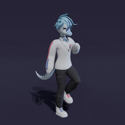 ambiguous_gender anthro blue_body blue_hair chain_necklace chest_tattoo clothed clothing dancing eyes_closed facial_tattoo hair jewelry necklace solo tattoo unknown_artist goodbye_volcano_high ko_op_(game_developer) nick_(gvh) dinosaur prehistoric_species reptile scalie 1:1 3d_(artwork) 3d_animation animated digital_media_(artwork) high_framerate