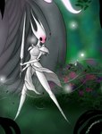 anthro armor arthropod blush bottomwear clothed clothing clothing_lift dress dryya_(hollow_knight) embarrassed female fighting_pose forest forest_background garden genitals hi_res hollow_knight insect melee_weapon nail_(weapon) nature nature_background no_underwear plant pose pussy skirt skirt_lift slim solo surprise team_cherry the_nameless_guy tree unexpected weapon white_armor white_body white_bottomwear white_clothing white_dress white_skirt wind wind_lift
