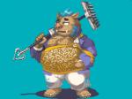 anthro blue_background clothed clothing humanoid_hands male mohawk overweight overweight_anthro overweight_male simple_background solo nanadragon4 lifewonders tokyo_afterschool_summoners ganglie_(tas) mammal suid suine sus_(pig) wild_boar 2018 4:3