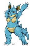 anthro breasts claws featureless_breasts female horn one_eye_closed solo wink rubtox nintendo pokemon generation_1_pokemon nidoqueen pokemon_(species) 2016 absurd_res hi_res signature