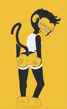anthro anus bald_ass bottomwear bottomwear_down butt clothed clothing eyewear glasses jockstrap male pants pants_down partially_clothed presenting presenting_hindquarters skinny solo spread_anus spread_butt spreading underwear kar0ha monkey_papas haplorhine mammal monkey primate absurd_res hi_res