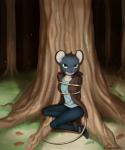 anthro bdsm bite biting_lip bondage bound clothed clothing female forest looking_at_viewer plant rope solo tree mofo_yaya night_in_the_woods lori_meyers mammal mouse murid murine rodent 5:6 hi_res