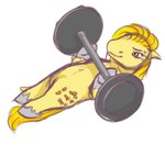 barbell blonde_mane bodily_fluids closed_smile cutie_mark exercise eyelashes female female_feral feral grey_hooves hooves long_tail mane mouth_closed quadruped simple_background smile solo sweat sweatdrop tail unguligrade weightlifting weights white_background workout yellow_eyes yellow_tail the_masked_mint hasbro mlp_g1 my_little_pony butterscotch_(mlp_g1) earth_pony equid equine horse mammal pony 2022 colored_sketch digital_drawing_(artwork) digital_media_(artwork) english_description shaded sketch