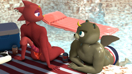 anthro barefoot beverage big_butt bikini bikini_bottom butt clothing cooler duo feet femboy footwear looking_at_another male male/male pool_float sandals shoes slightly_chubby slightly_chubby_male soda swimming swimming_pool swimwear two-piece_swimsuit wide_hips daemont92 animal_crossing nintendo c.j._(animal_crossing) flick_(animal_crossing) beaver chameleon lizard mammal reptile rodent scalie 16:9 3d_(artwork) digital_media_(artwork) hi_res source_filmmaker_(artwork) widescreen