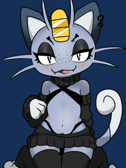 anthro barbell_piercing biped black_clothing black_eyes black_eyeshadow blush bottomwear clothing ear_piercing eyebrow_piercing eyelashes eyeshadow facial_piercing female freckled_face freckles fur glistening_eyelids grey_body grey_fur legwear long_eyelashes makeup navel navel_piercing open_mouth paws piercing simple_background skirt smile solo stockings tail teeth thigh_highs tongue transparent_background ventral_groove yttriumi2f nintendo pokemon neeko_(yttriumi2f) alolan_form alolan_meowth felid generation_7_pokemon mammal pokemon_(species) regional_form_(pokemon) 2025 3:4 absurd_res alpha_channel digital_media_(artwork) hi_res