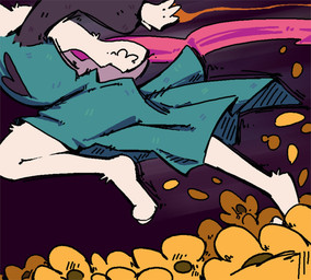 anthro biped black_background clothed clothing elemental_manipulation fire fire_manipulation flower_field fur heart_symbol male running scarf side_view simple_background snowgrave solo white_body white_fur qwizibo deltarune undertale_(series) ralsei bovid caprine darkner goat mammal 2025 digital_drawing_(artwork) digital_media_(artwork) hi_res